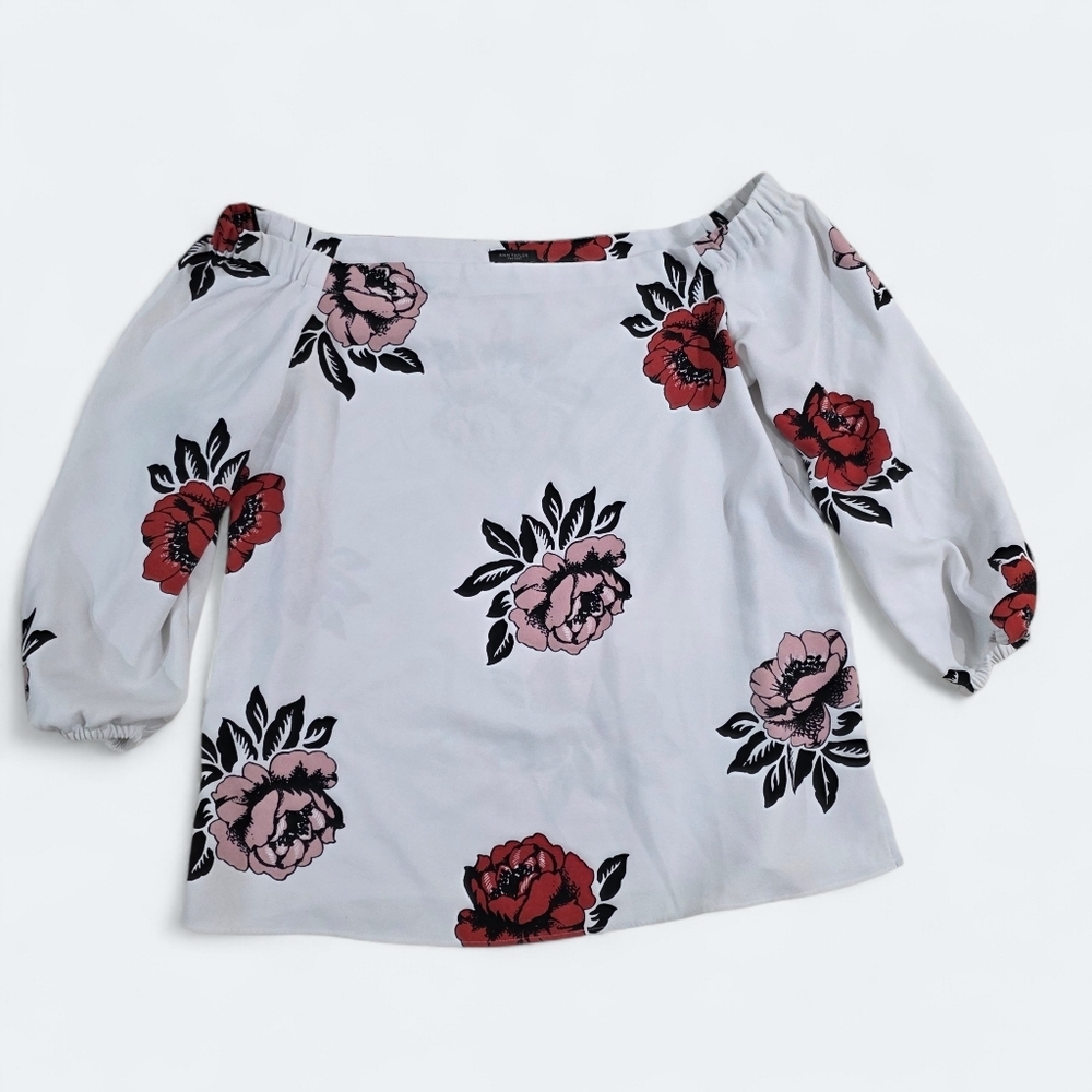 Ann Taylor Floral Off-Shoulder Top Size Medium